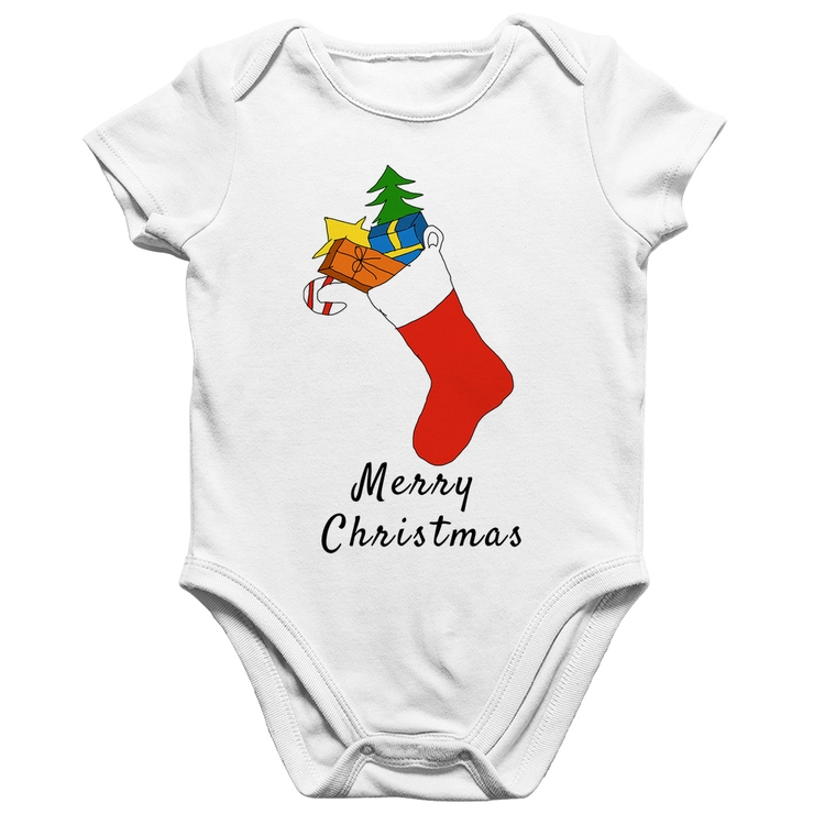 Body Bebê Algodão Socket Merry Christmas - Branco