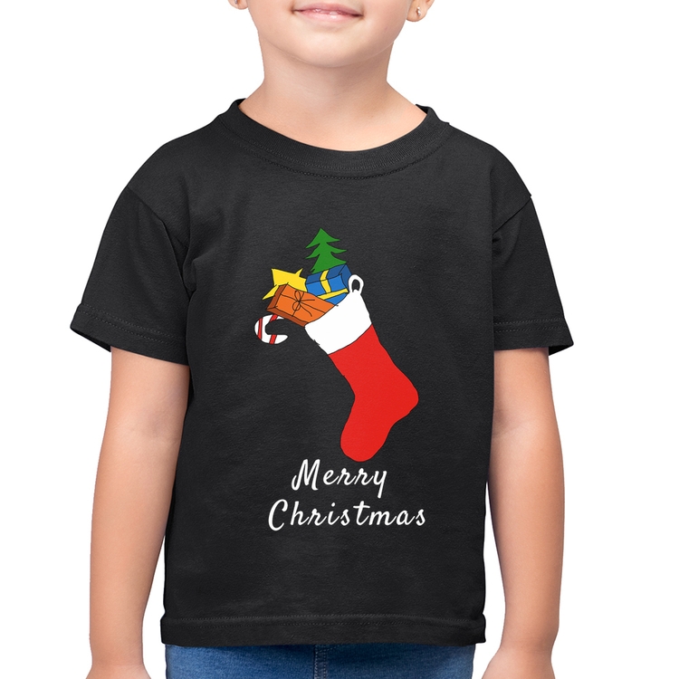 Camiseta Algodão Infantil Socket Merry Christmas