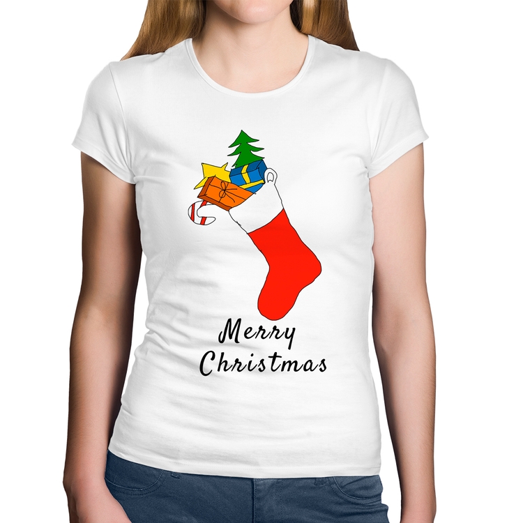 Baby Look Algodão Socket Merry Christmas - Branca