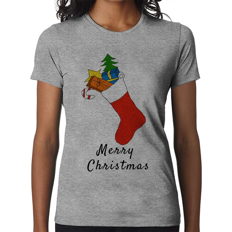 Baby Look Socket Merry Christmas - Cinza