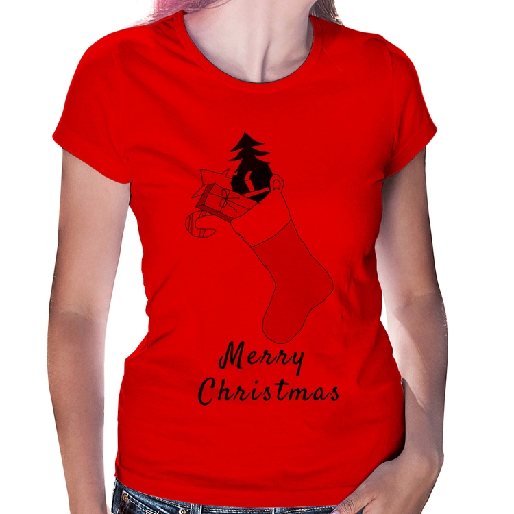 Baby Look Socket Merry Christmas - Vermelha