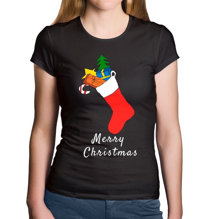 Baby Look Algodão Socket Merry Christmas