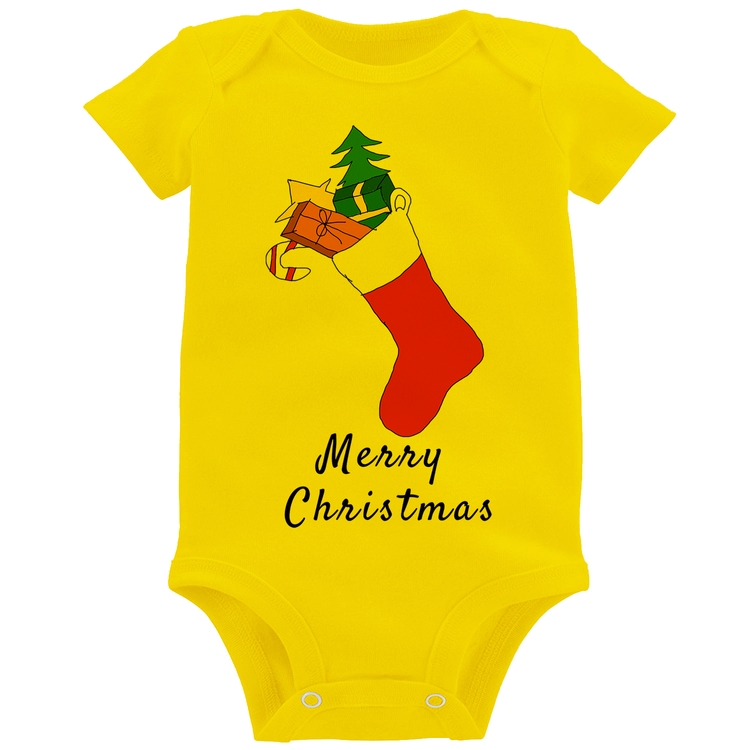Body Bebê Socket Merry Christmas - Amarelo