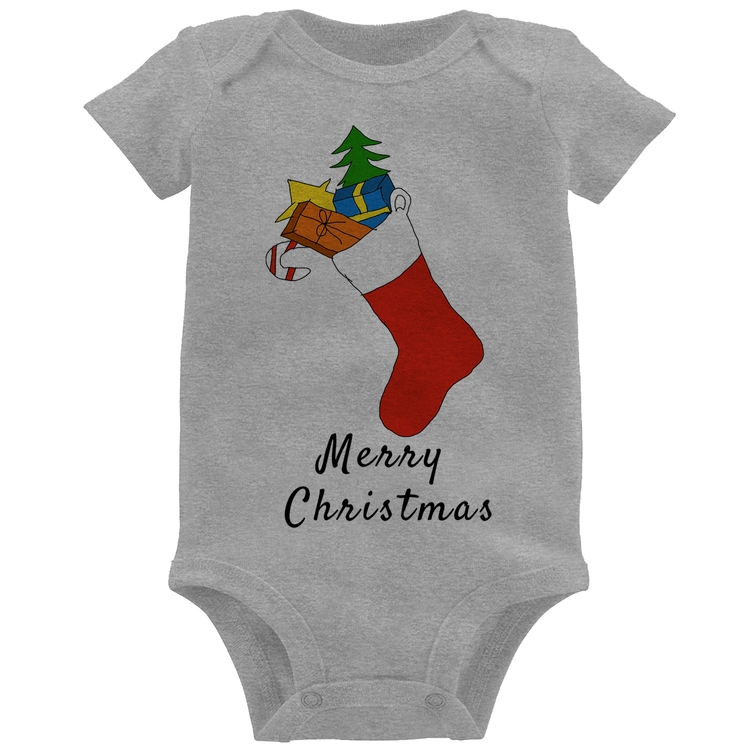Body Bebê Socket Merry Christmas - Cinza