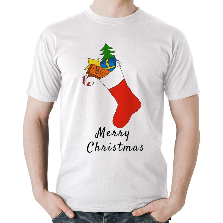 Camiseta Algodão Socket Merry Christmas - Branca