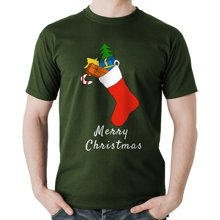 Camiseta Algodão Socket Merry Christmas - Musgo