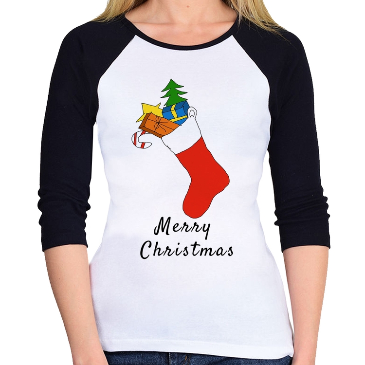 Baby Look Raglan Socket Merry Christmas Manga 3/4