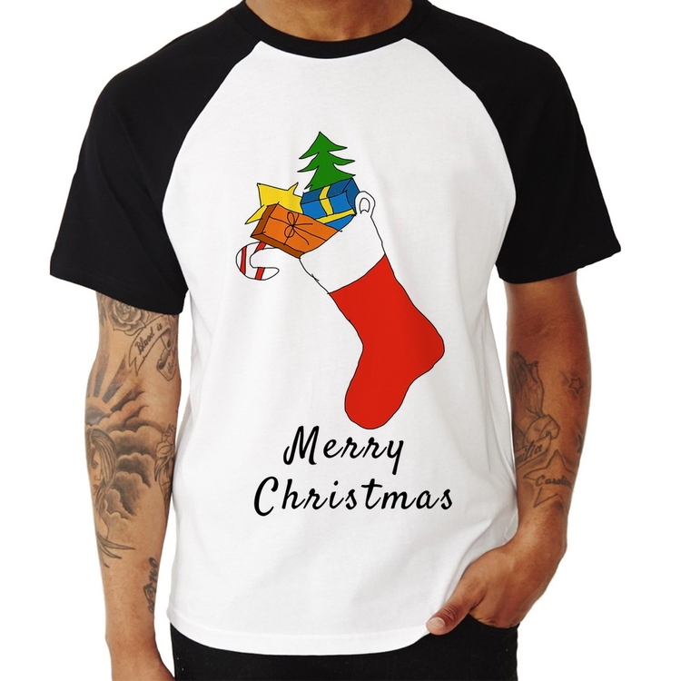 Camiseta Raglan Socket Merry Christmas