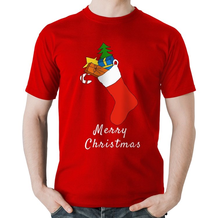 Camiseta Algodão Socket Merry Christmas - Vermelha