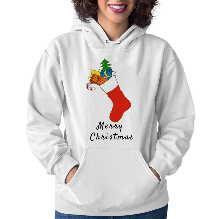 Moletom Feminino Socket Merry Christmas - Branco