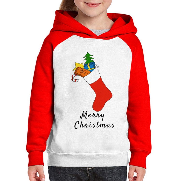 Moletom Infantil Socket Merry Christmas - Branco/Vermelho