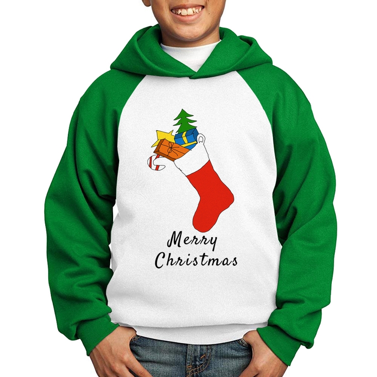 Moletom Infantil Socket Merry Christmas - Branco/Verde