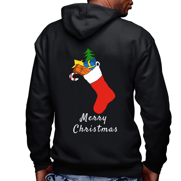 Blusa Moletom Socket Merry Christmas Masculina com Capuz e Zíper