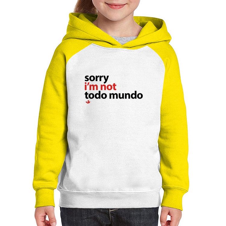 Moletom Infantil Sorry, I'm not todo mundo - Branco/Amarelo