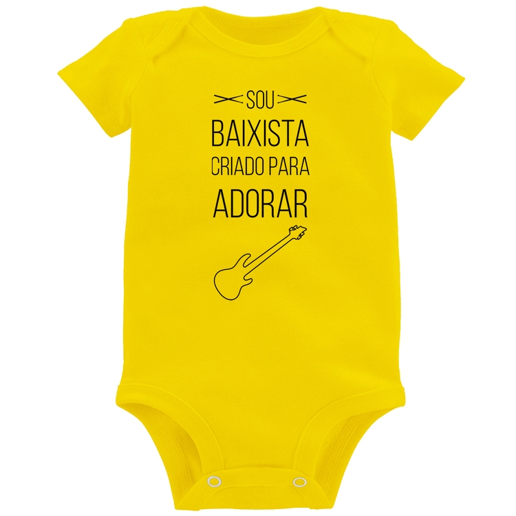 Body Bebê Sou baixista criado para adorar - Amarelo