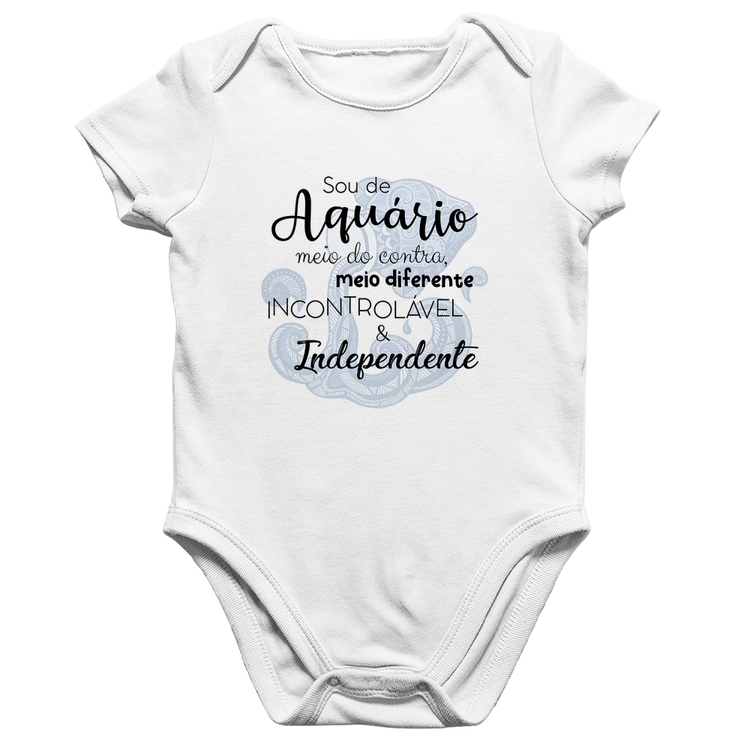 Body Bebê Algodão Sou de Aquário - Branco