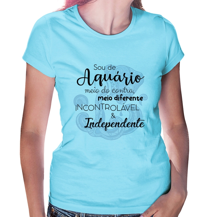 Baby Look Sou de Aquário - Azul Bebê