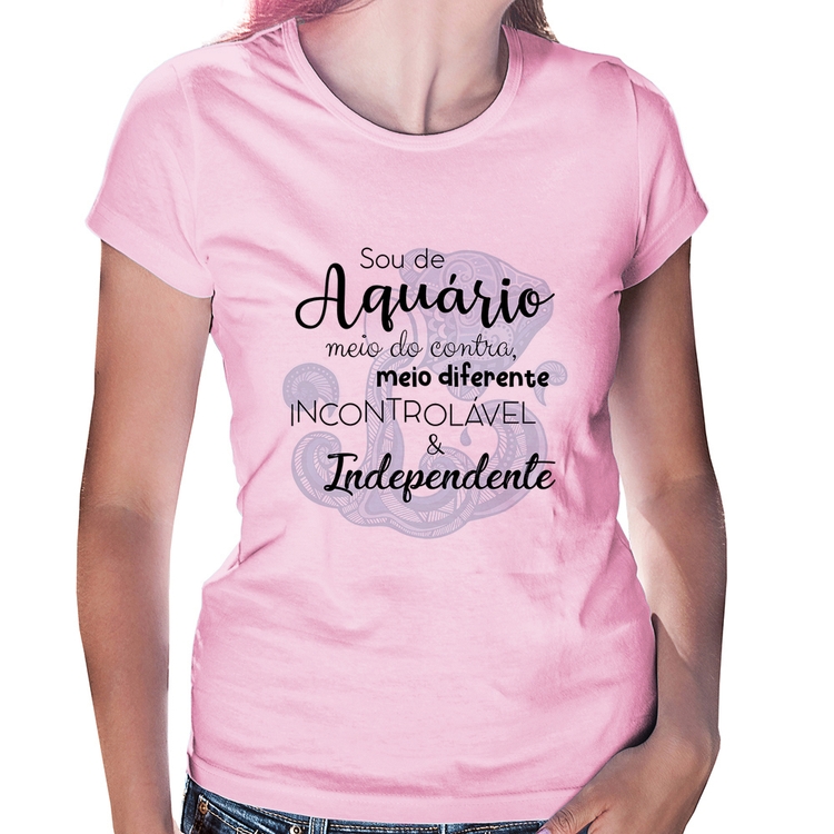 Baby Look Sou de Aquário - Rosa Bebê