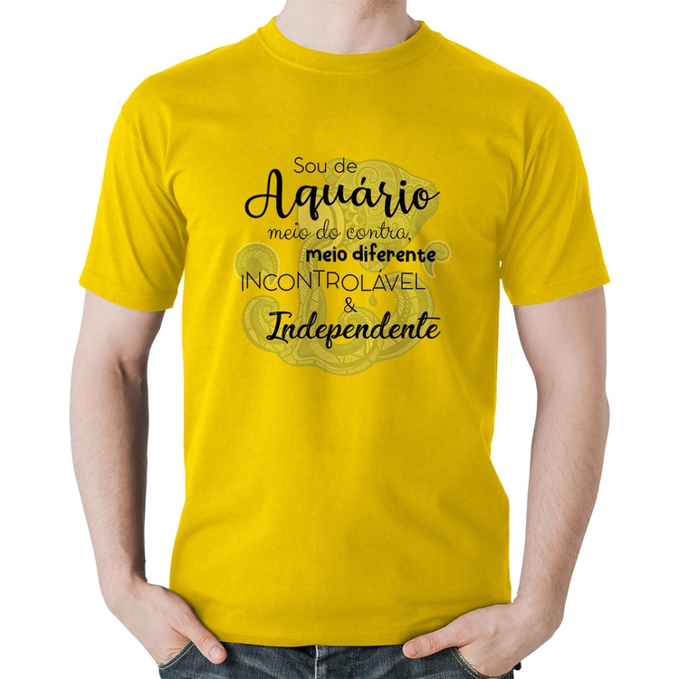Camiseta Algodão Sou de Aquário - Amarela