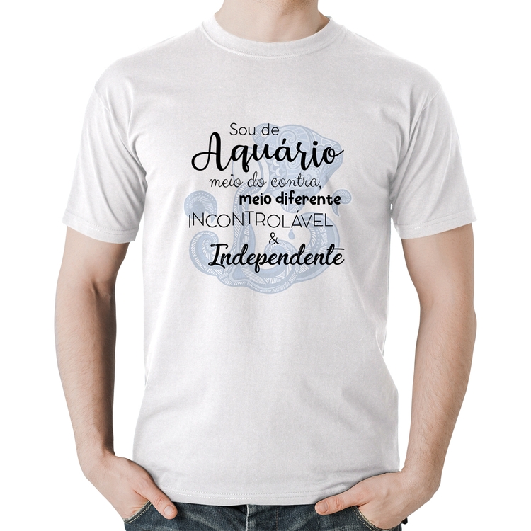 Camiseta Algodão Sou de Aquário - Branca