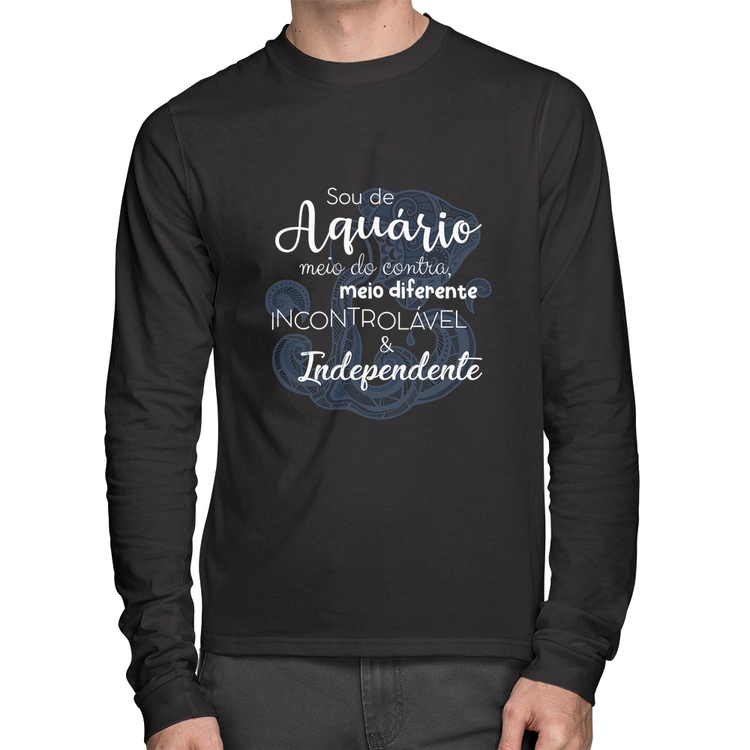 Camiseta Algodão Sou de Aquário Manga Longa