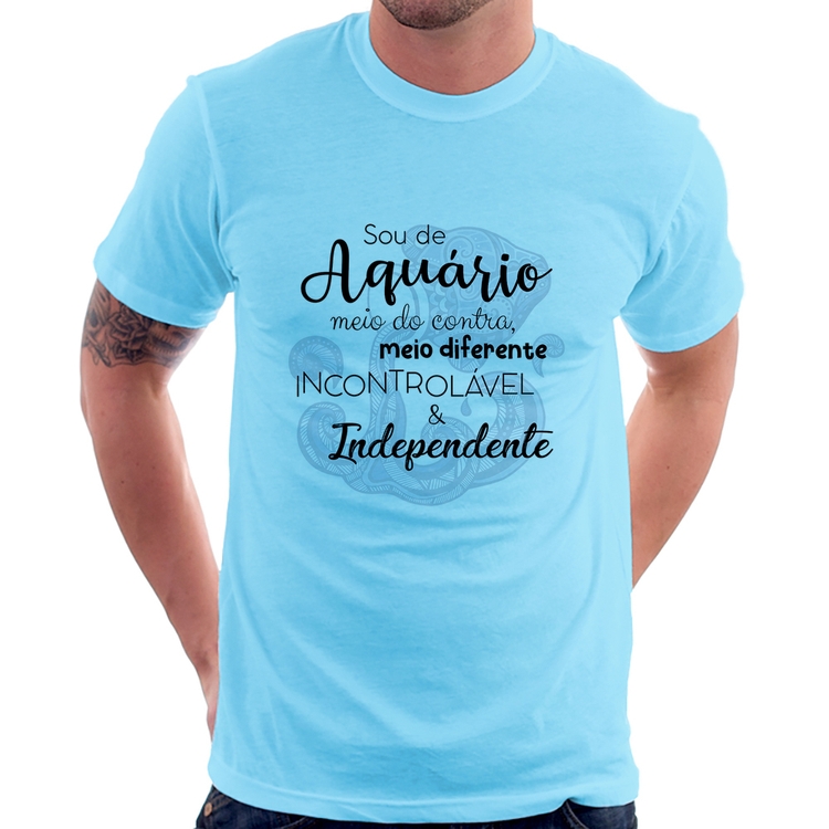 Camiseta Sou de Aquário - Azul Bebê