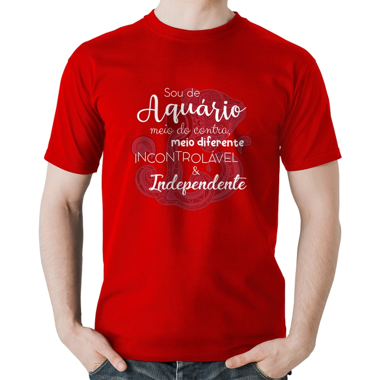 Camiseta Algodão Sou de Aquário - Vermelha