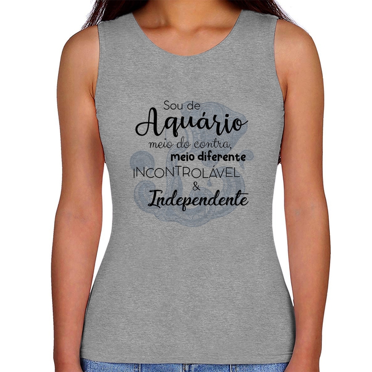 Regata Feminina Sou de Aquário - Cinza