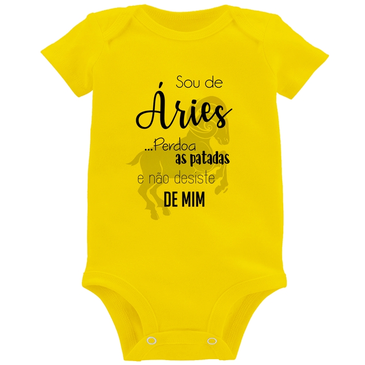 Body Bebê Sou de Áries - Amarelo