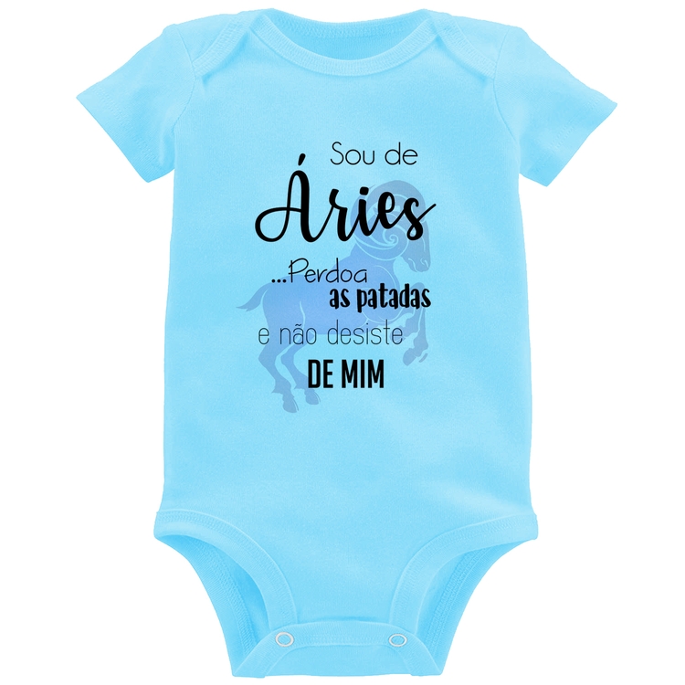 Body Bebê Sou de Áries - Azul Bebê