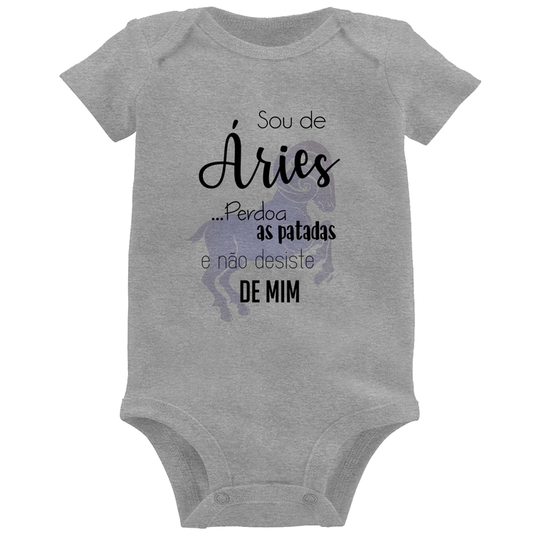 Body Bebê Sou de Áries - Cinza
