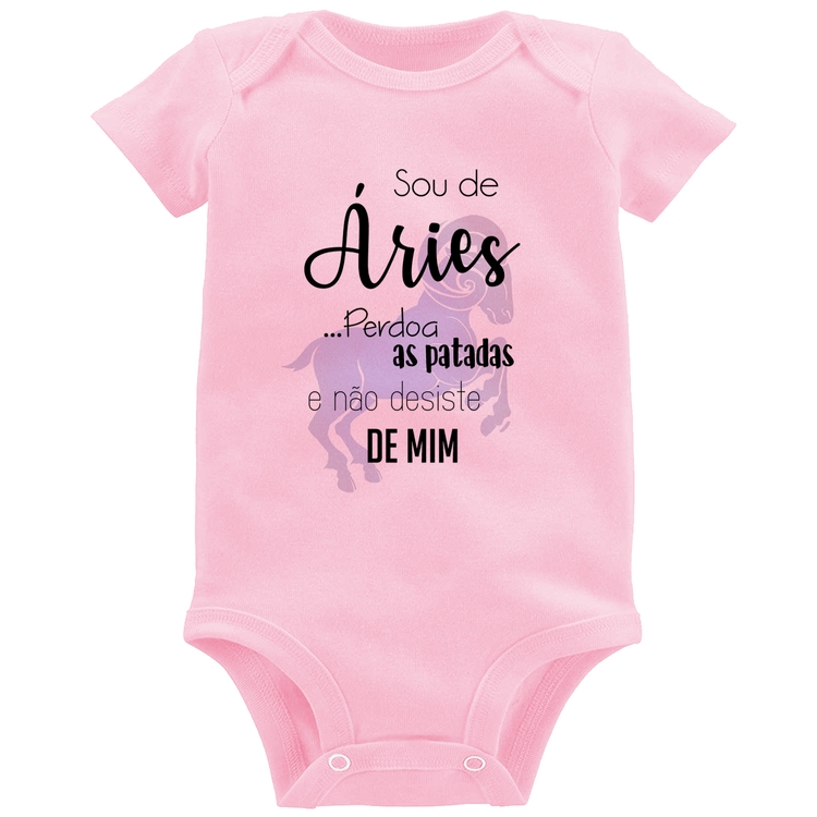 Body Bebê Sou de Áries - Rosa Bebê