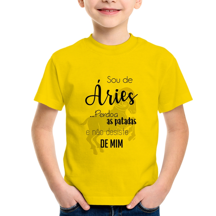 Camiseta Infantil Sou de Áries - Amarela