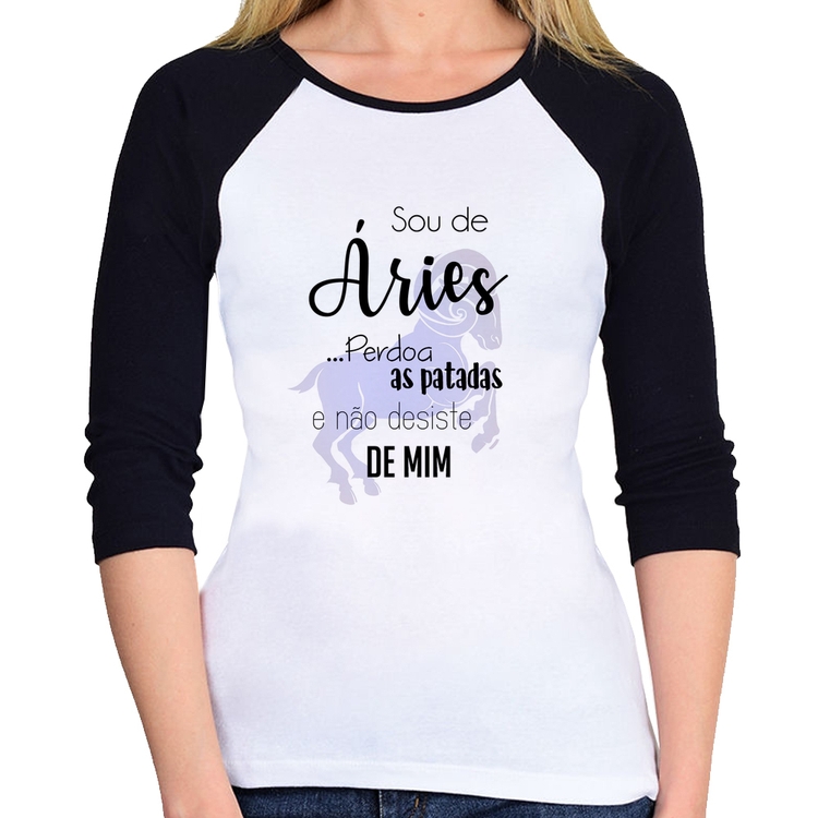 Baby Look Raglan Sou de Áries Manga 3/4