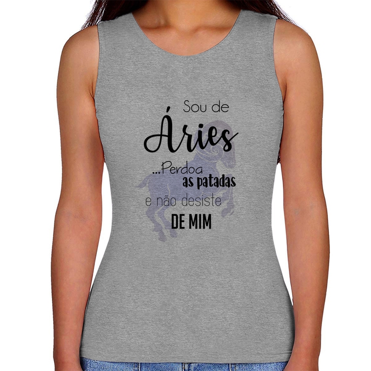 Regata Feminina Sou de Áries - Cinza