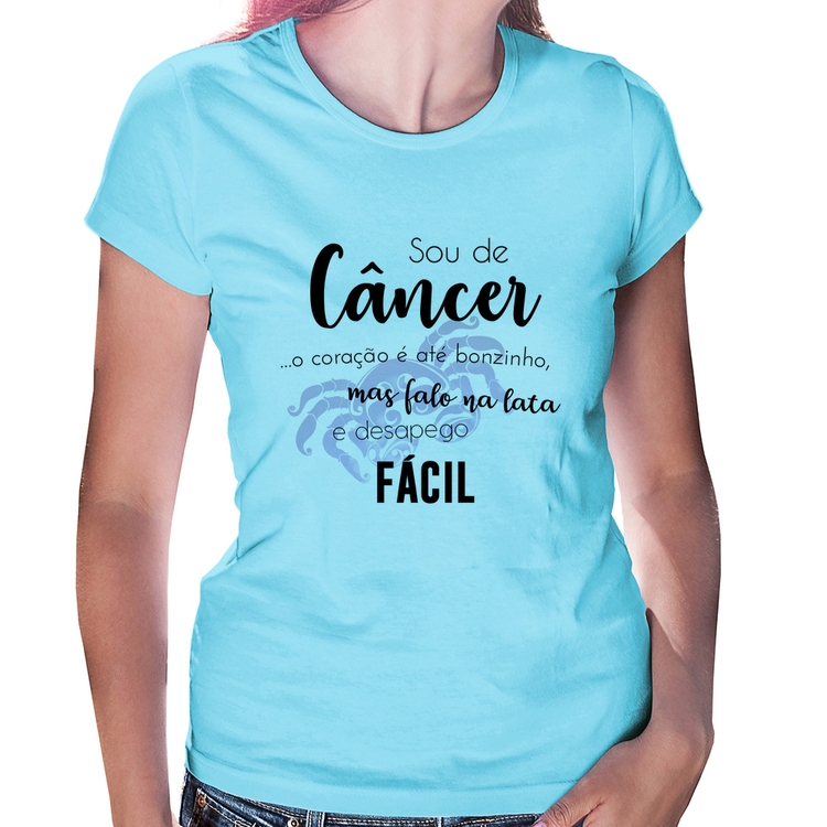 Baby Look Sou de Câncer - Azul Bebê