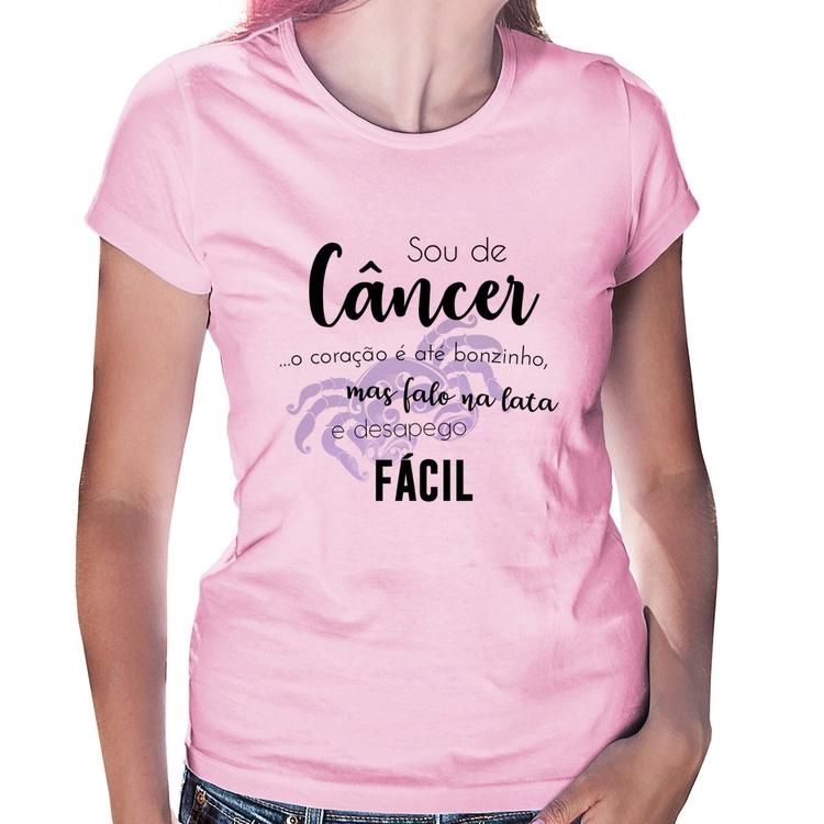 Baby Look Sou de Câncer - Rosa Bebê