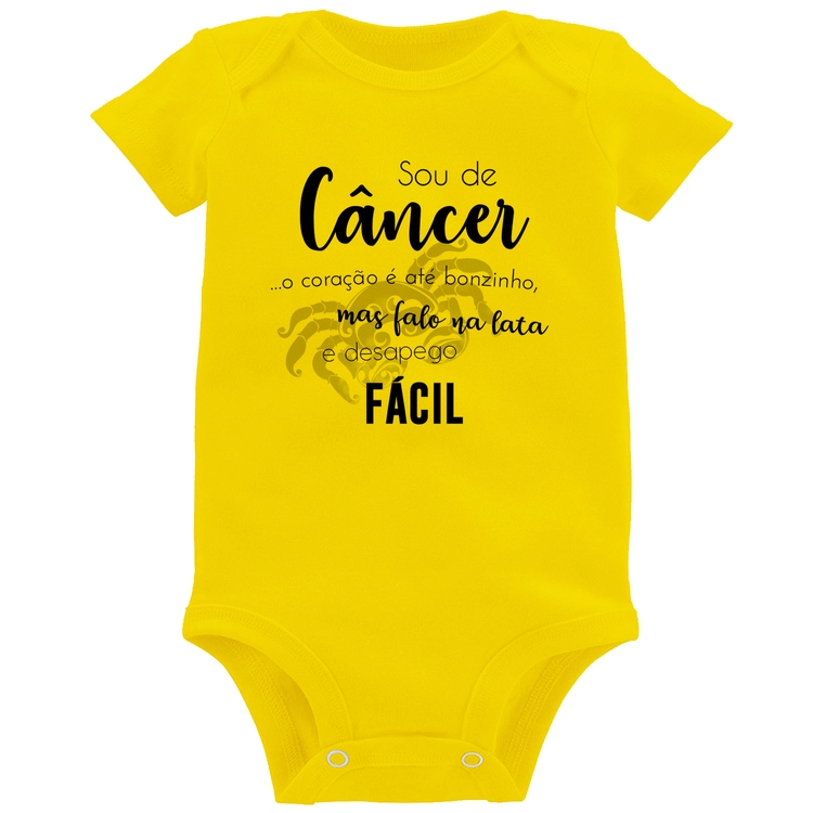 Body Bebê Sou de Câncer - Amarelo