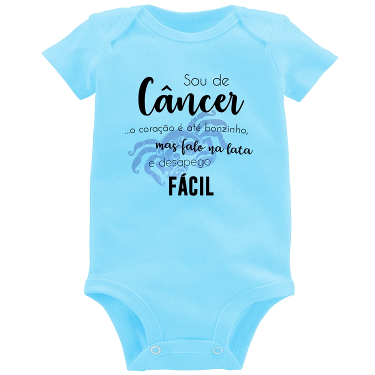 Body Bebê Sou de Câncer - Azul Bebê