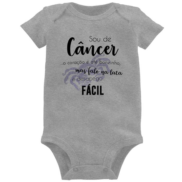 Body Bebê Sou de Câncer - Cinza