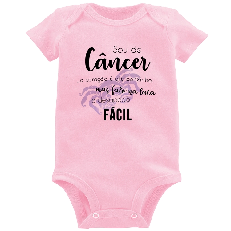 Body Bebê Sou de Câncer - Rosa Bebê