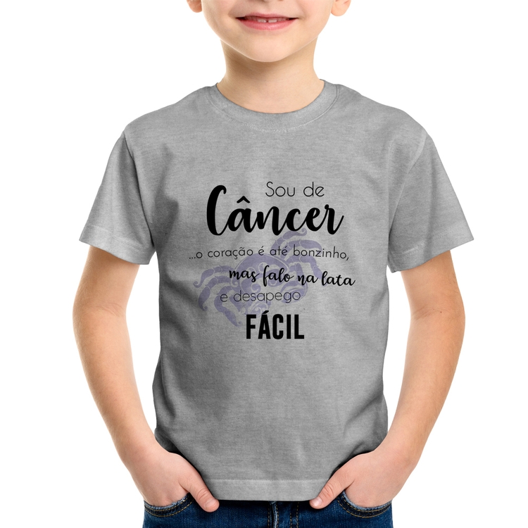 Camiseta Infantil Sou de Câncer - Cinza