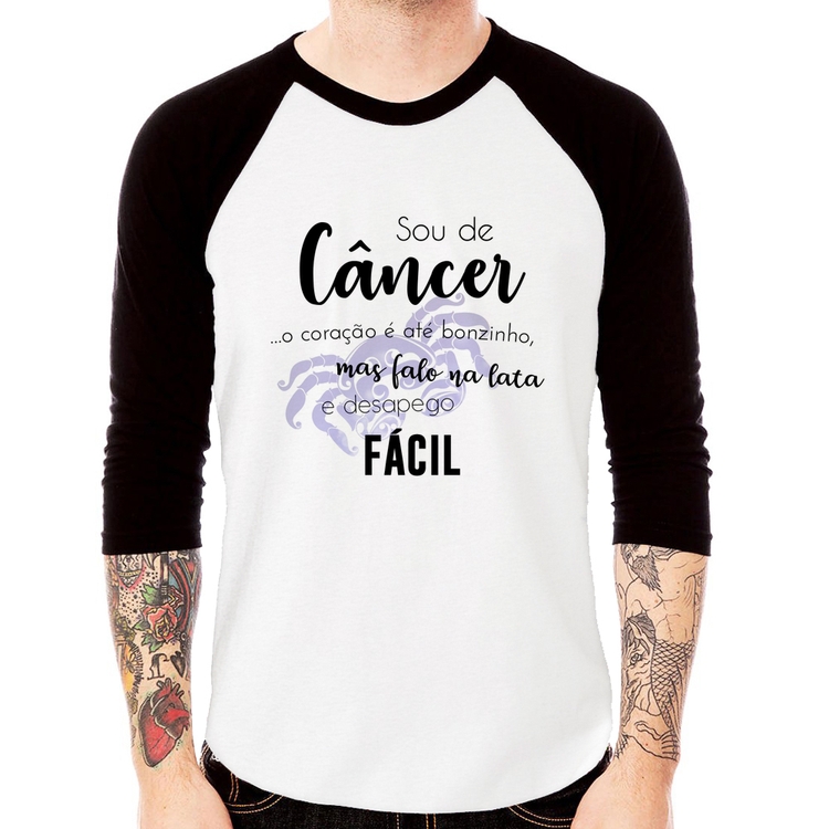 Camiseta Raglan Sou de Câncer Manga 3/4