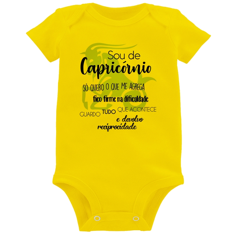Body Bebê Sou de Capricórnio - Amarelo