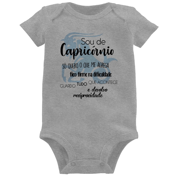 Body Bebê Sou de Capricórnio - Cinza
