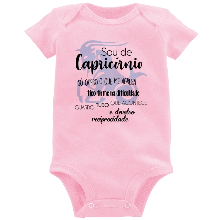 Body Bebê Sou de Capricórnio - Rosa Bebê