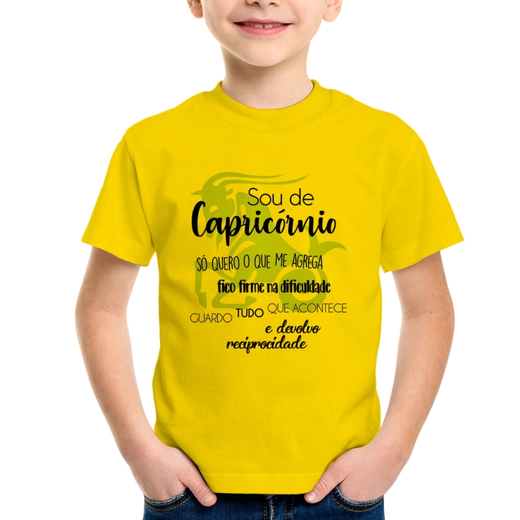 Camiseta Infantil Sou de Capricórnio - Amarela