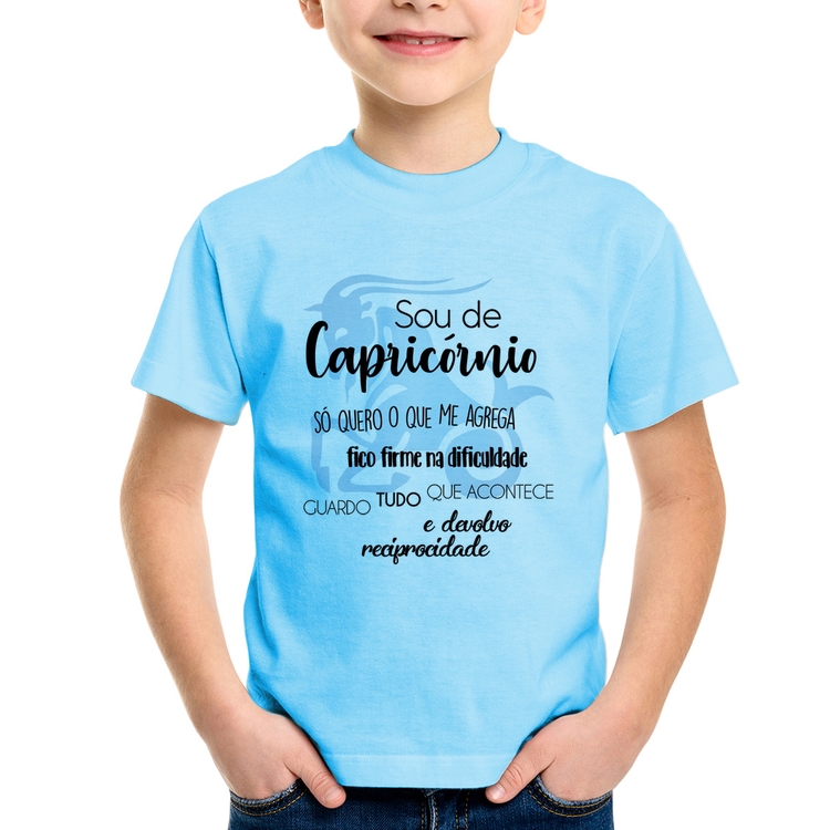 Camiseta Infantil Sou de Capricórnio - Azul Bebê