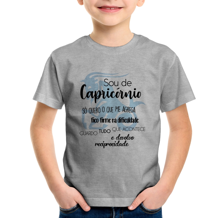Camiseta Infantil Sou de Capricórnio - Cinza