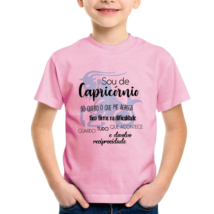 Camiseta Infantil Sou de Capricórnio - Rosa Bebê